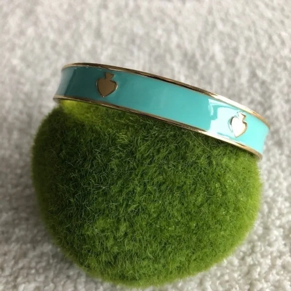 Kate Spade New York Turquoise Enamel Spade Bangle Bracelet Gold Tone - Picture 8 of 11